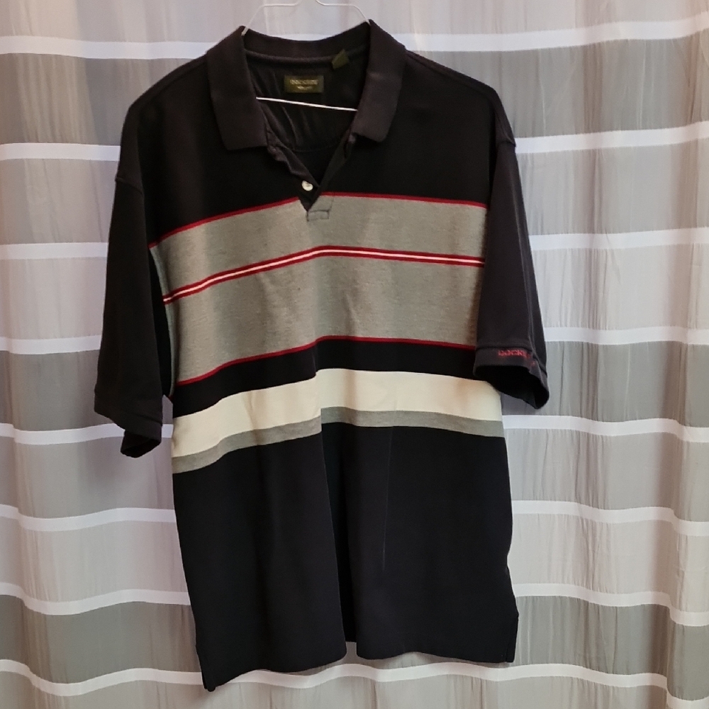 5/$15 Dockers Black, Gray, and Red Polo Shirt
